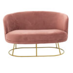 Καναπές 2θέσιος Rony pakoworld βελούδο σάπιο μήλο-χρυσό 132x82x83εκ - Image 2