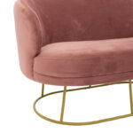 Καναπές 2θέσιος Rony pakoworld βελούδο σάπιο μήλο-χρυσό 132x82x83εκ - Image 4