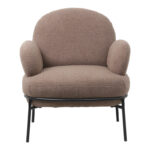 Πολυθρόνα Jaycob pakoworld μπουκλέ καφέ-πόδι μαύρο μέταλλο 74x71x83εκ - Image 2