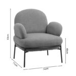 Πολυθρόνα Jaycob pakoworld μπουκλέ καφέ-πόδι μαύρο μέταλλο 74x71x83εκ - Image 4