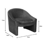 Πολυθρόνα Berza pakoworld ανθρακί ύφασμα 76x76x71εκ - Image 4