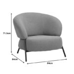 Πολυθρόνα Jennie pakoworld ύφασμα σε κεραμιδι απόχρωση με μαύρα μεταλλικά πόδια 84x84x71,5εκ - Image 4