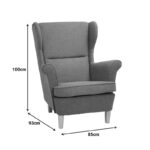 Πολυθρόνα - μπερζέρα Malei pakoworld ύφασμα σε γκρι απόχρωση-ξύλινα πόδια 85x93x100εκ - Image 4