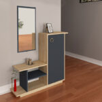 Έπιπλο εισόδου με καθρέπτη Ceel pakoworld χρώμα φυσικό-ανθρακί 80x29.5x90εκ - Image 2