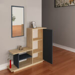 Έπιπλο εισόδου με καθρέπτη Ceel pakoworld χρώμα φυσικό-ανθρακί 80x29.5x90εκ - Image 3