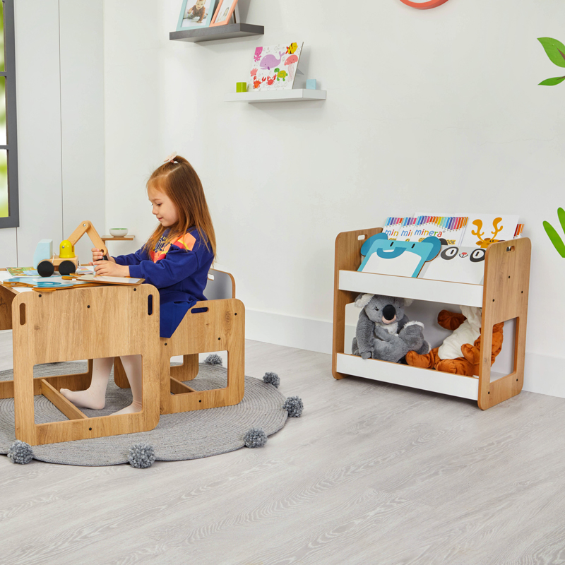 120-000419-1 Ραφιέρα Dovere pakoworld φυσικό-λευκό mdf 56x34x55εκ - Image 1