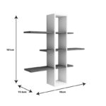 Ραφιέρα τοίχου Akira pakoworld μελαμίνη σε καρυδί-λευκή απόχρωση 96x19.5x101εκ - Image 3