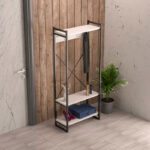 Έπιπλο εισόδου με κρεμάστρα Baker pakoworld μαύρο μέταλλο και μελαμίνη σε λευκή απόχρωση 90x34x180εκ