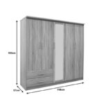 Ντουλάπα ρούχων πεντάφυλλη OLYMPUS pakoworld σε sonoma απόχρωση 198x57x183εκ - Image 4