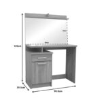 Τουαλέτα κρεβατοκάμαρας Olympus pakoworld με καθρέπτη και σκαμπό σε sonoma απόχρωση 90.5x39.5x75εκ - Image 4