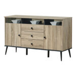 Μπουφές Zezan pakoworld σε sonoma-ανθρακί απόχρωση 140.5x41.5x80εκ - Image 2