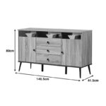 Μπουφές Zezan pakoworld σε sonoma-ανθρακί απόχρωση 140.5x41.5x80εκ - Image 4