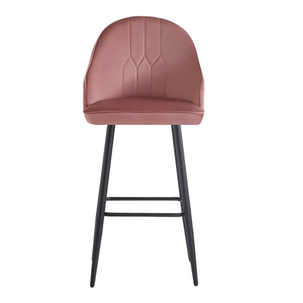 Σκαμπό μπαρ Velva pakoworld βελούδο σε σάπιο μήλο απόχρωση 46x45x113εκ