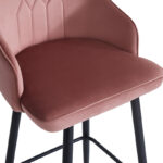 Σκαμπό μπαρ Velva pakoworld βελούδο σε σάπιο μήλο απόχρωση 46x45x113εκ - Image 5