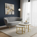 Καναπές 2θέσιος Daimon pakoworld βελούδο γκρι 134x70x77εκ