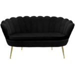 Καναπές 2θέσιος Daimon pakoworld βελούδο μαύρο 134x70x77εκ - Image 3
