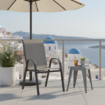 Πολυθρόνα Calan pakoworld στοιβαζόμενη μέταλλο ανθρακί-textilene ανθρακί 54x74x91εκ - Image 3