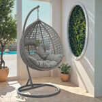 Κούνια Zafer pakoworld κρεμαστή μέταλλο-pp-μαξιλάρι γκρι 106x103x200εκ