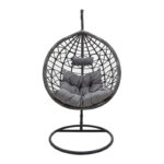 Κούνια Hudson pakoworld κρεμαστή μέταλλο-pp-μαξιλάρι γκρι 109x119x195εκ - Image 3