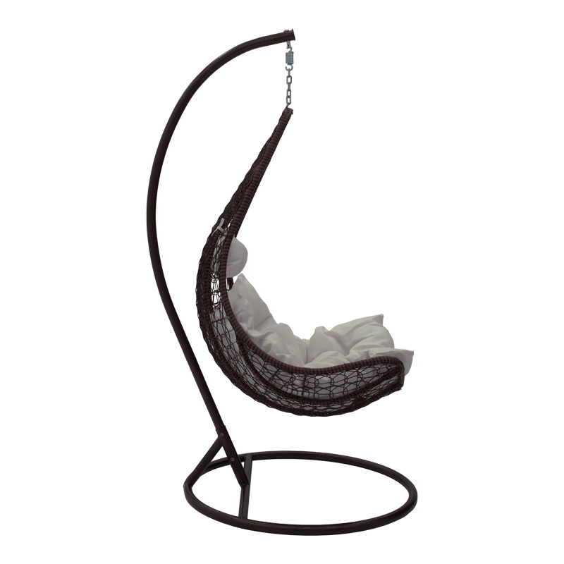 135-000026-1 Κούνια Soleil pakoworld κρεμαστή μέταλλο καφέ-pp καφέ-μαξιλάρι μπεζ 103x83x200εκ - Image 1