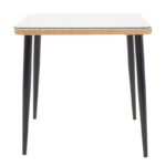 Τραπέζι Naoki pakoworld γυαλί-μέταλλο μαύρο-pe rattan σε φυσική απόχρωση 80x80x78εκ