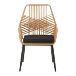 Πολυθρόνα Tanish pakoworld rattan φυσικό-πόδι μαύρο μέταλλο 58x58.5x87εκ - Image 2