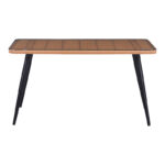 Τραπέζι Naoki pakoworld γυάλινο- pe rattan σε φυσική απόχρωση με μαυρα πόδια 140x80x78εκ