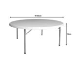 Τραπέζι βαλίτσα catering Comfort pakoworld πτυσσόμενο στρόγγυλο σε λευκή απόχρωση Φ180x74εκ - Image 2