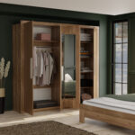 Ντουλάπα Τετράφυλλη Juliet Box Σκούρο Δρυς-Μπρονζέ 242x59x220εκ. - Image 2