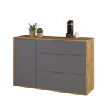 Μπουφές NITRO Γκρί Γραφίτη με Βελανιδιά 120x40x80εκ - Image 2