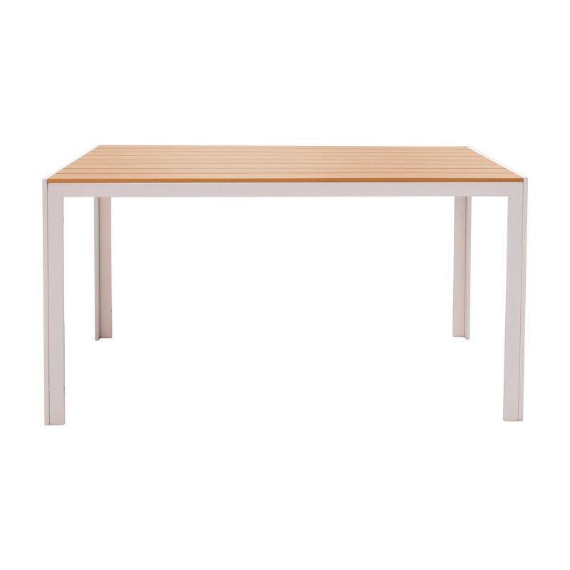 152-000004-1 Τραπέζι Nares pakoworld αλουμίνιο λευκό-plywood φυσικό 140x80x72.5εκ - Image 1