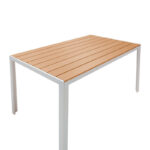 Τραπέζι Nares pakoworld αλουμίνιο λευκό-plywood φυσικό 140x80x72.5εκ - Image 2