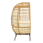 Πολυθρόνα Frox pakoworld wicker rattan φυσικό-μεταλλικό φυσικό-μαύρο πόδι-μπεζ μαξιλάρι 96x76x145εκ - Image 2