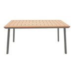 Τραπέζι Griffith pakoworld ανθρακί αλουμίνιο και plywood σε φυσική απόχρωση 160x90x74εκ