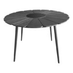 Τραπεζαρία Pinap-Dashiell σετ 5τεμ pakoworld μαύρο αλουμίνιο και plywood σε μαύρη απόχρωση Φ110x74εκ - Image 5