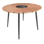 Τραπεζαρία Pinap-Dashiell σετ 5τεμ pakoworld μαύρο αλουμίνιο και plywood σε φυσική απόχρωση Φ110x74εκ - Image 4