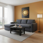 Γωνιακός καναπές-κρεβάτι δεξιά γωνία Belle pakoworld ανθρακί 236x164x88εκ