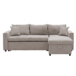 Γωνιακός καναπές-κρεβάτι αναστρέψιμος Lilian pakoworld ύφασμα μπεζ 225x148x81εκ - Image 3