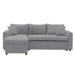 Γωνιακός καναπές-κρεβάτι αναστρέψιμος Lilian pakoworld ύφασμα γκρι 225x148x81εκ - Image 4