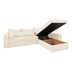 Γωνιακός καναπές-κρεβάτι αναστρέψιμος Venzie pakoworld ύφασμα σε μπεζ απόχρωση 283x214x83εκ - Image 3