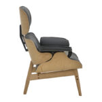 Πολυθρόνα relax Mirto pakoworld μασίφ ξύλο καρυδί -PU μαύρο 80x80x96.5εκ - Image 2