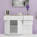 Μπουφές 120x33x85εκ Top Mix2D5S Λευκό-Sonoma μέ 5 Συρτάρια - Image 2