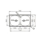 Νεροχύτης 2B Bradford pyramis 78X43.5cm Ενθετος με δύο γούρνες - Image 2