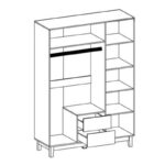Ντουλάπα Awell pakoworld τρίφυλλη sonoma-λευκό 153.5x54.5x216εκ - Image 2