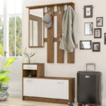 Έπιπλο εισόδου Jamie pakoworld καρυδί-λευκό 100x27,5x187εκ - Image 2