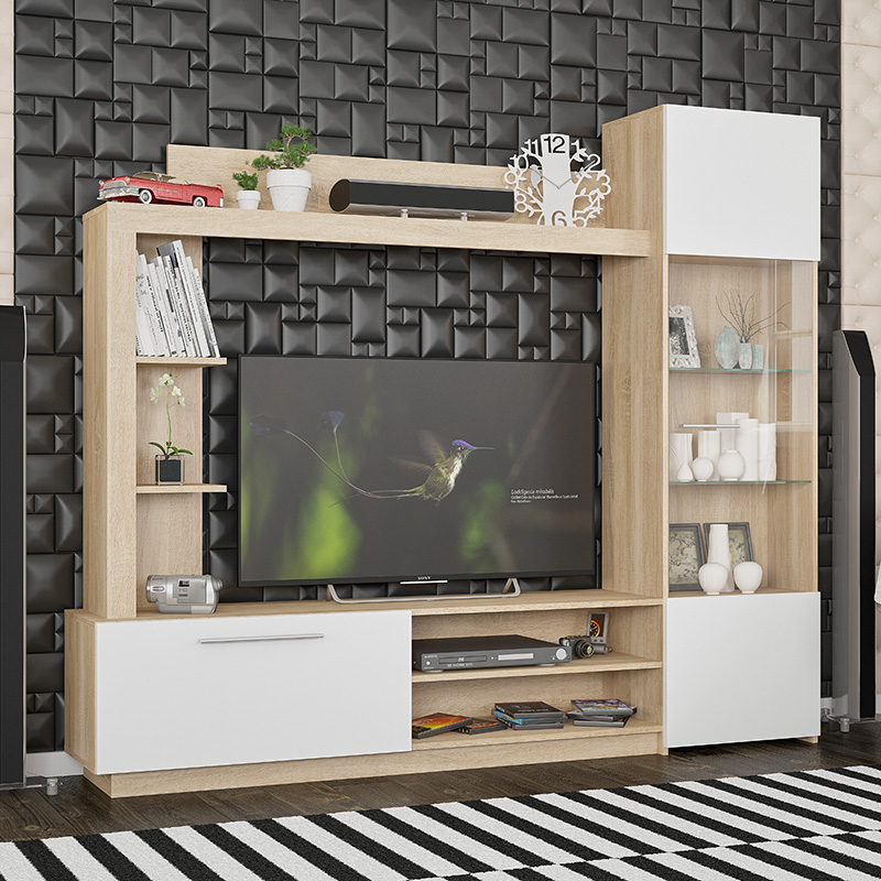 173-000043-1 Σύνθετο σαλονιού June pakoworld sonoma-λευκό 204x35x177εκ - Image 1