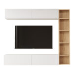 Σύνθετο σαλονιού Compo επιτοίχιο pakoworld σε oak-λευκό απόχρωση 169,10x25,8x143.5εκ - Image 2