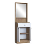 Έπιπλο εισόδου Rockder pakoworld λευκό με φυσική απόχρωση μελαμίνης 60x35.5x182.8εκ - Image 2