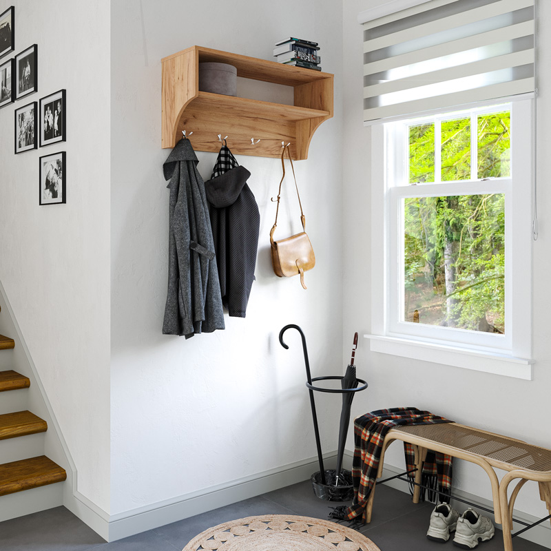 184-000127-1 Κρεμάστρα Crosta pakoworld σε oak απόχρωση 80x28x40εκ - Image 1