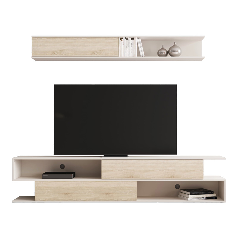 192-000045-1 Σύνθετο σαλονιού Brick pakoworld σε sonoma oak-κρεμ απόχρωση 240x40x50.4εκ - Image 1